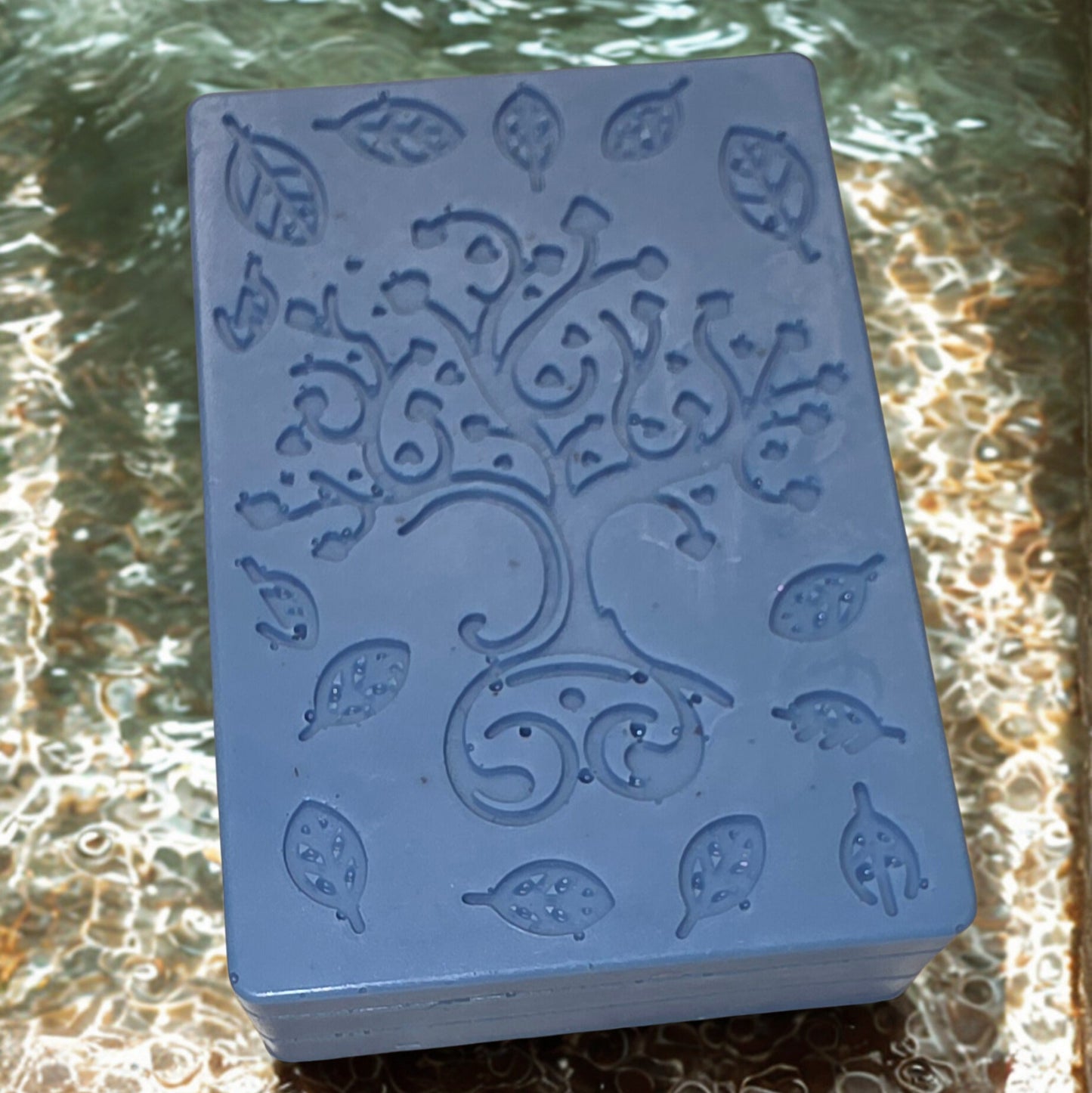 Blue rectangular soap bar
