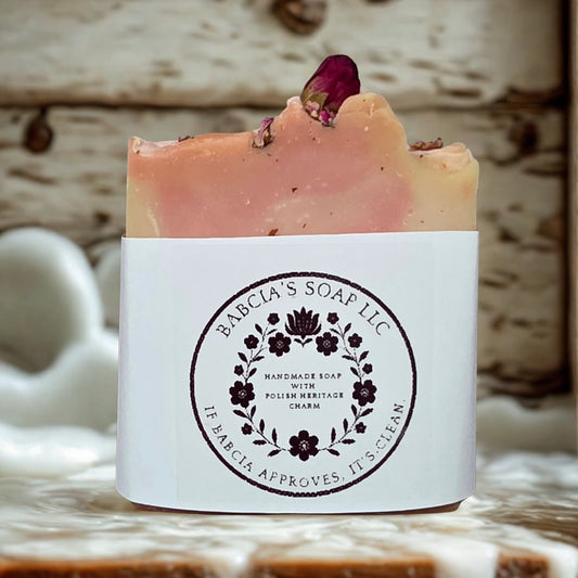 Handmade cherry blossom cold process soap bar – pink square artisan gift soap from Michigan.