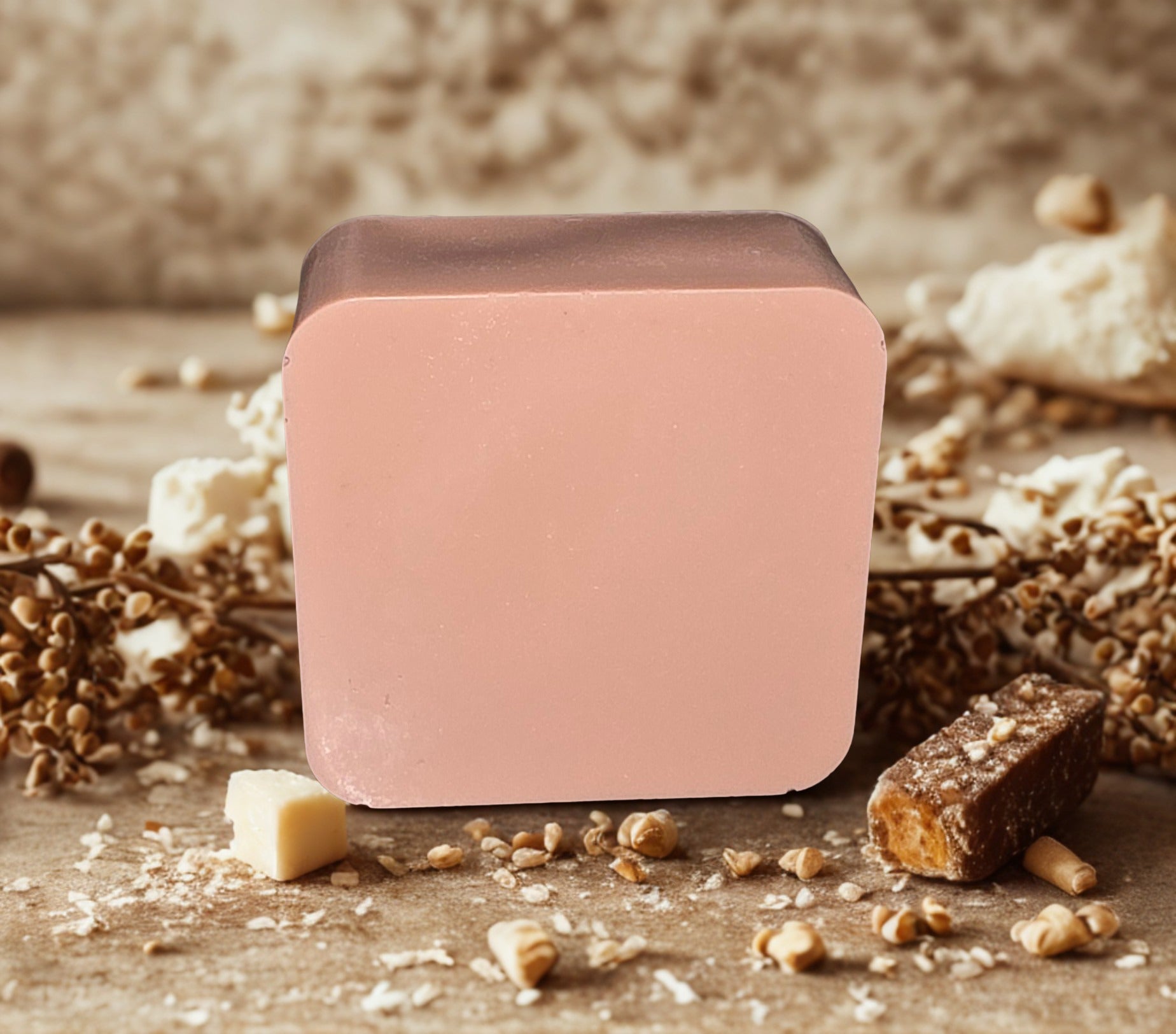 Tan square bar of soap