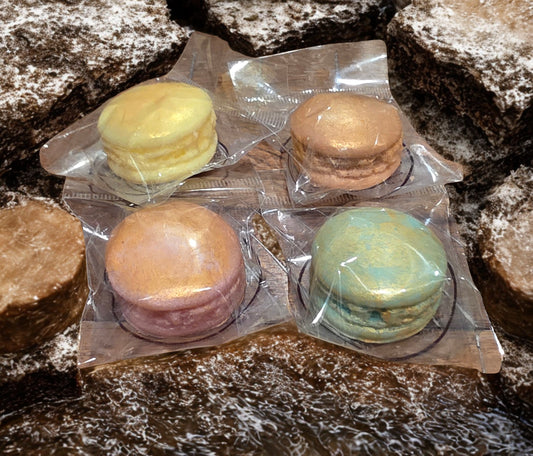 Handmade oatmeal milk and honey macaroon‑shaped soaps – assorted colors, artisan Michigan gift set.