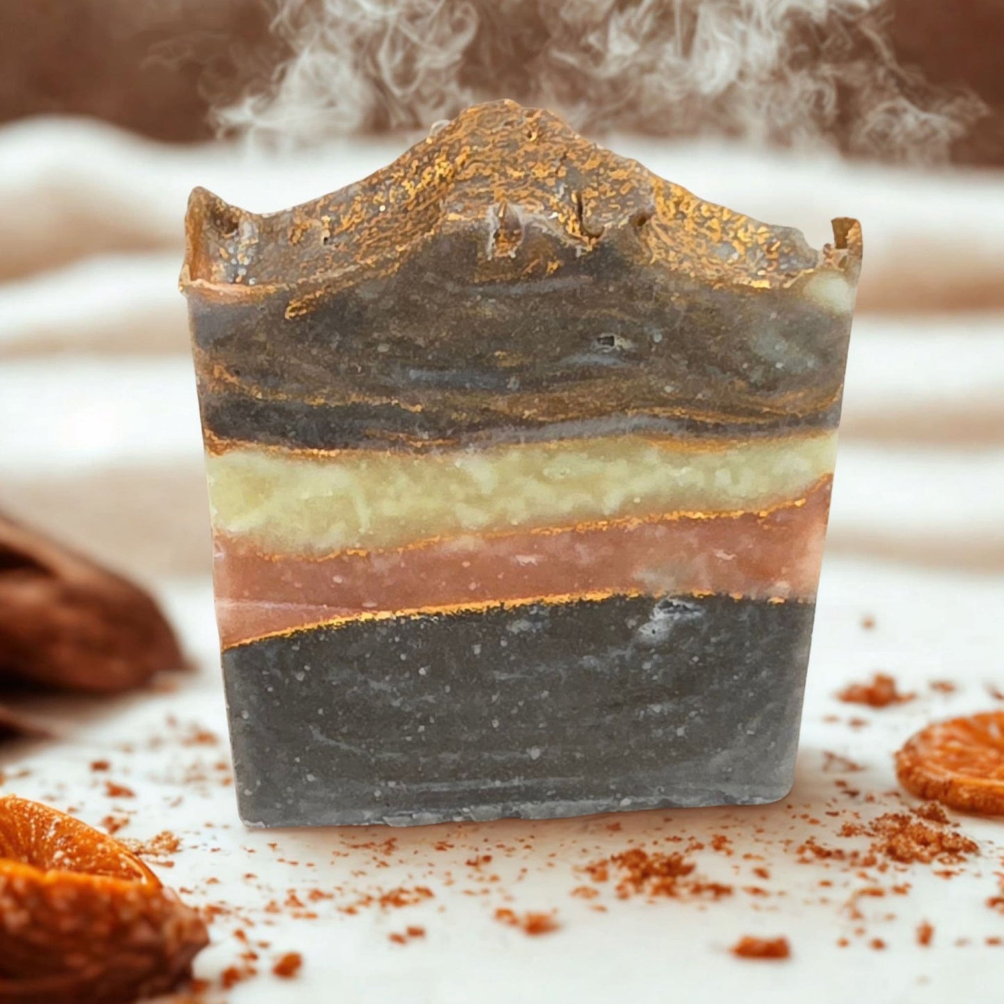 Brown orange tan bar of soap