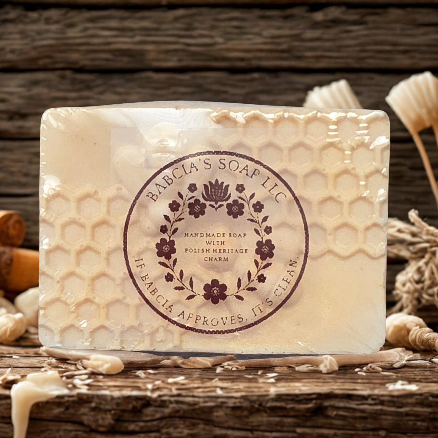 Handmade oatmeal milk and honey goat milk soap – cream artisan bar, Michigan small‑batch gift soap.